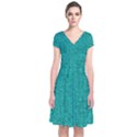 Green Denim Short Sleeve Front Wrap Dress View1