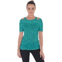 Green Denim Shoulder Cut Out Short Sleeve Top View1