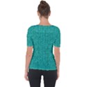 Green Denim Shoulder Cut Out Short Sleeve Top View2