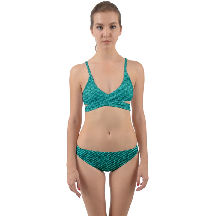 Green Denim Wrap Around Bikini Set