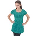 Green Denim Puff Sleeve Tunic Top View1