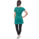 Green Denim Puff Sleeve Tunic Top View2