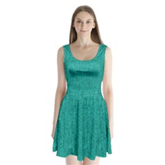 Green Denim Split Back Mini Dress 