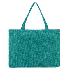 Green Denim Zipper Medium Tote Bag