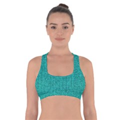 Green Denim Cross Back Sports Bra