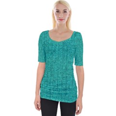 Green Denim Wide Neckline Tee