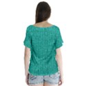 Green Denim V-Neck Flutter Sleeve Top View2