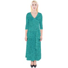 Green Denim Quarter Sleeve Wrap Maxi Dress