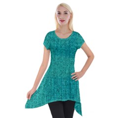 Green Denim Short Sleeve Side Drop Tunic