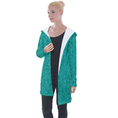 Green Denim Longline Hooded Cardigan