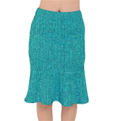 Green Denim Short Mermaid Skirt