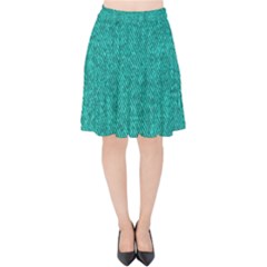 Green Denim Velvet High Waist Skirt