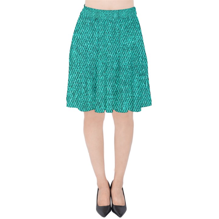 Green Denim Velvet High Waist Skirt