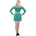 Green Denim Off Shoulder Top with Mini Skirt Set View2