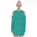 Green Denim Velvet Long Sleeve Shoulder Cutout Dress View2