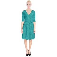 Green Denim Wrap Up Cocktail Dress