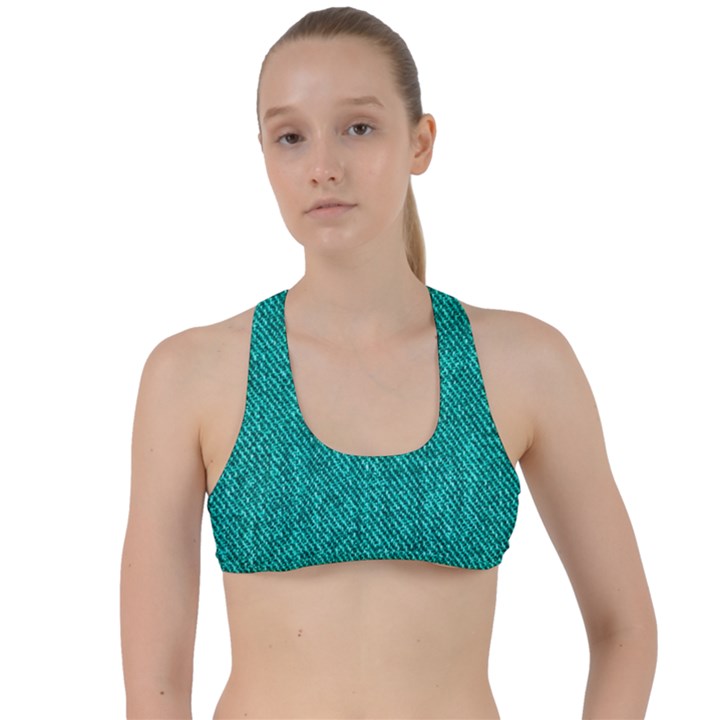 Green Denim Criss Cross Racerback Sports Bra