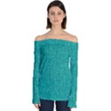 Green Denim Off Shoulder Long Sleeve Top View1