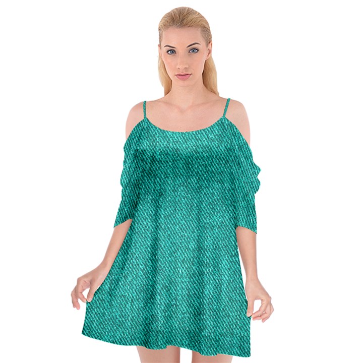 Green Denim Cutout Spaghetti Strap Chiffon Dress