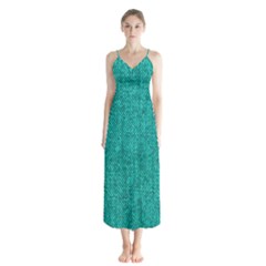 Green Denim Button Up Chiffon Maxi Dress