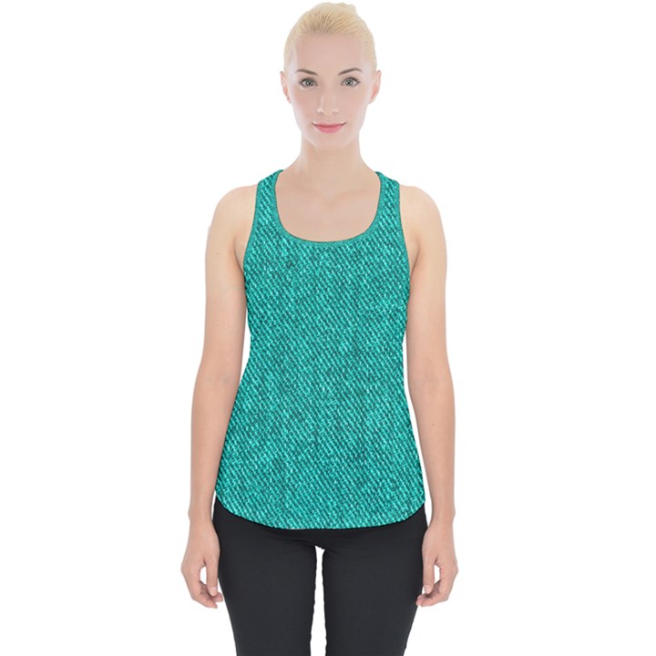 Green Denim Piece Up Tank Top