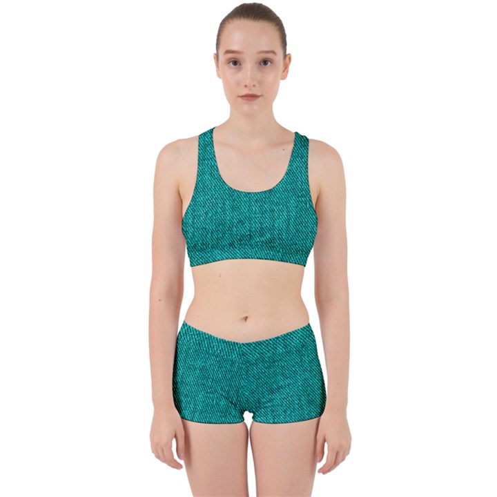 Green Denim Work It Out Gym Set