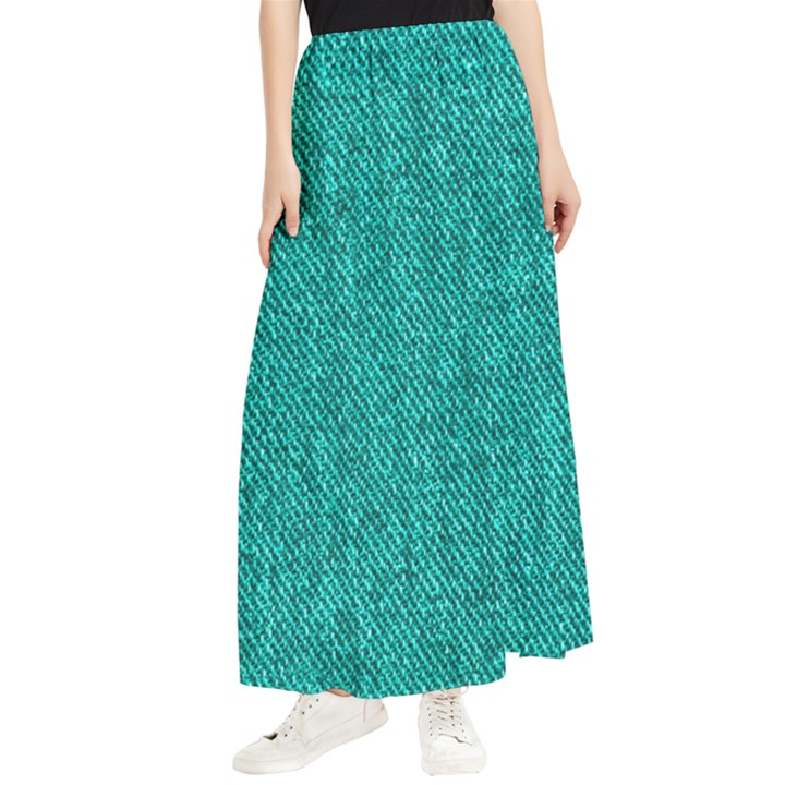 Green Denim Maxi Chiffon Skirt