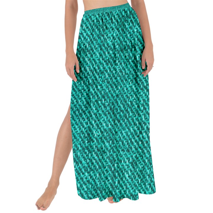 Green Denim Maxi Chiffon Tie-Up Sarong