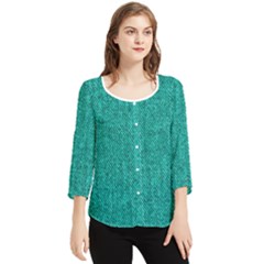 Green Denim Chiffon Quarter Sleeve Blouse