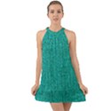 Green Denim Halter Tie Back Chiffon Dress View1