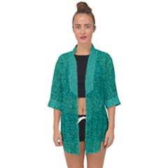 Green Denim Open Front Chiffon Kimono