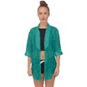 Green Denim Open Front Chiffon Kimono View1