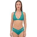 Green Denim Double Strap Halter Bikini Set View1