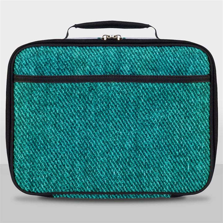 Green Denim Full Print Lunch Bag