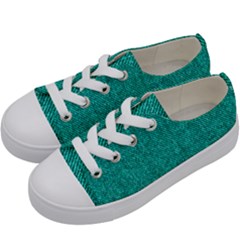 Green Denim Kids  Low Top Canvas Sneakers