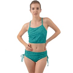 Green Denim Mini Tank Bikini Set