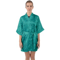 Green Denim Half Sleeve Satin Kimono 