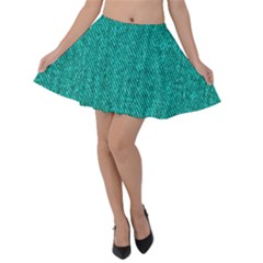 Green Denim Velvet Skater Skirt