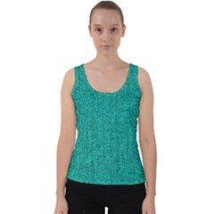 Green Denim Velvet Tank Top