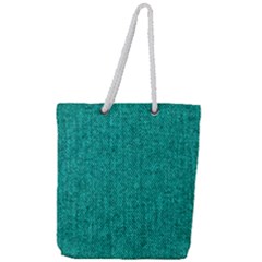 Green Denim Full Print Rope Handle Tote (Large)