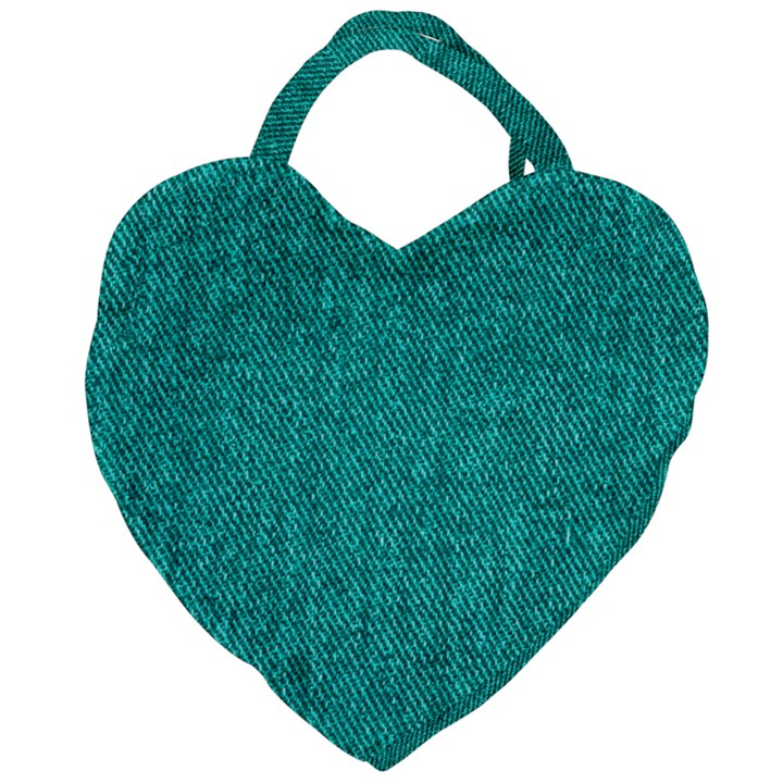 Green Denim Giant Heart Shaped Tote