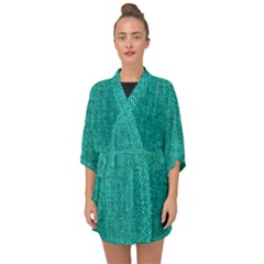 Green Denim Half Sleeve Chiffon Kimono