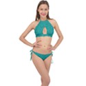 Green Denim Cross Front Halter Bikini Set View1