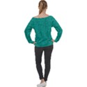 Green Denim Off Shoulder Long Sleeve Velour Top View2