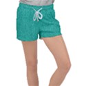 Green Denim Velour Lounge Shorts View1