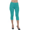 Green Denim Lightweight Velour Capri Leggings  View1