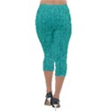 Green Denim Lightweight Velour Capri Leggings  View2