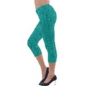 Green Denim Lightweight Velour Capri Leggings  View3