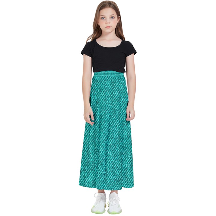 Green Denim Kids  Flared Maxi Skirt