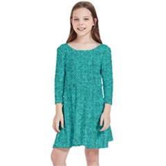 Green Denim Kids  Quarter Sleeve Skater Dress